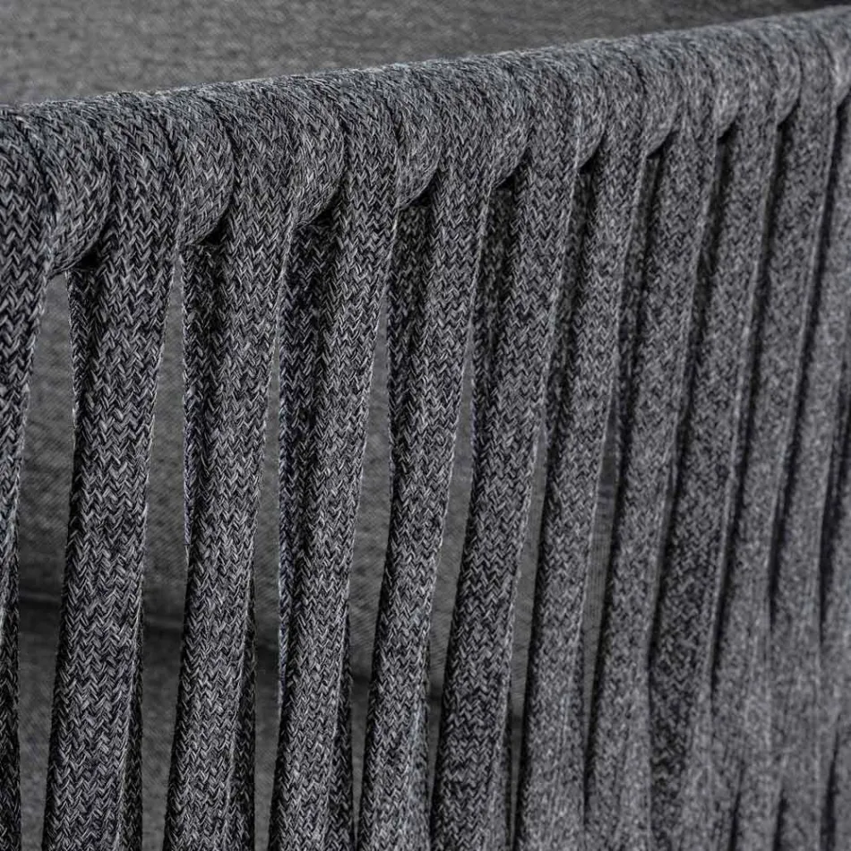 Outdoor-Sofa aus Aluminium und Seil mit Stoffkissen, Homemotion – Shama Viadurini