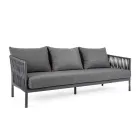 Outdoor-Sofa aus Aluminium und Seil mit Stoffkissen, Homemotion – Shama Viadurini