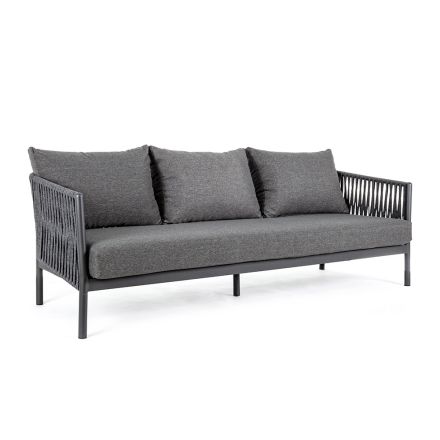 Outdoor-Sofa aus Aluminium und Seil mit Stoffkissen, Homemotion – Shama Viadurini