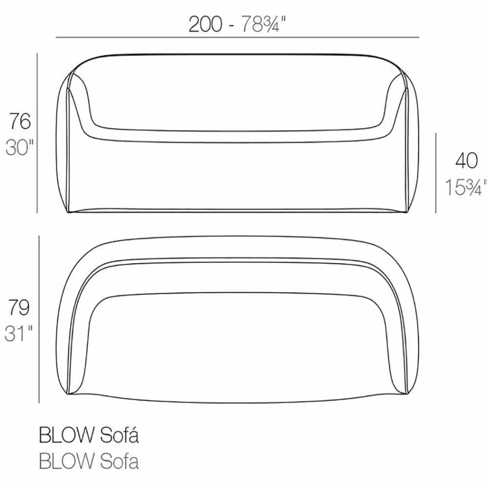 Design-Outdoor-Sofa in Schlag von Vondom Polyethylenharz Viadurini