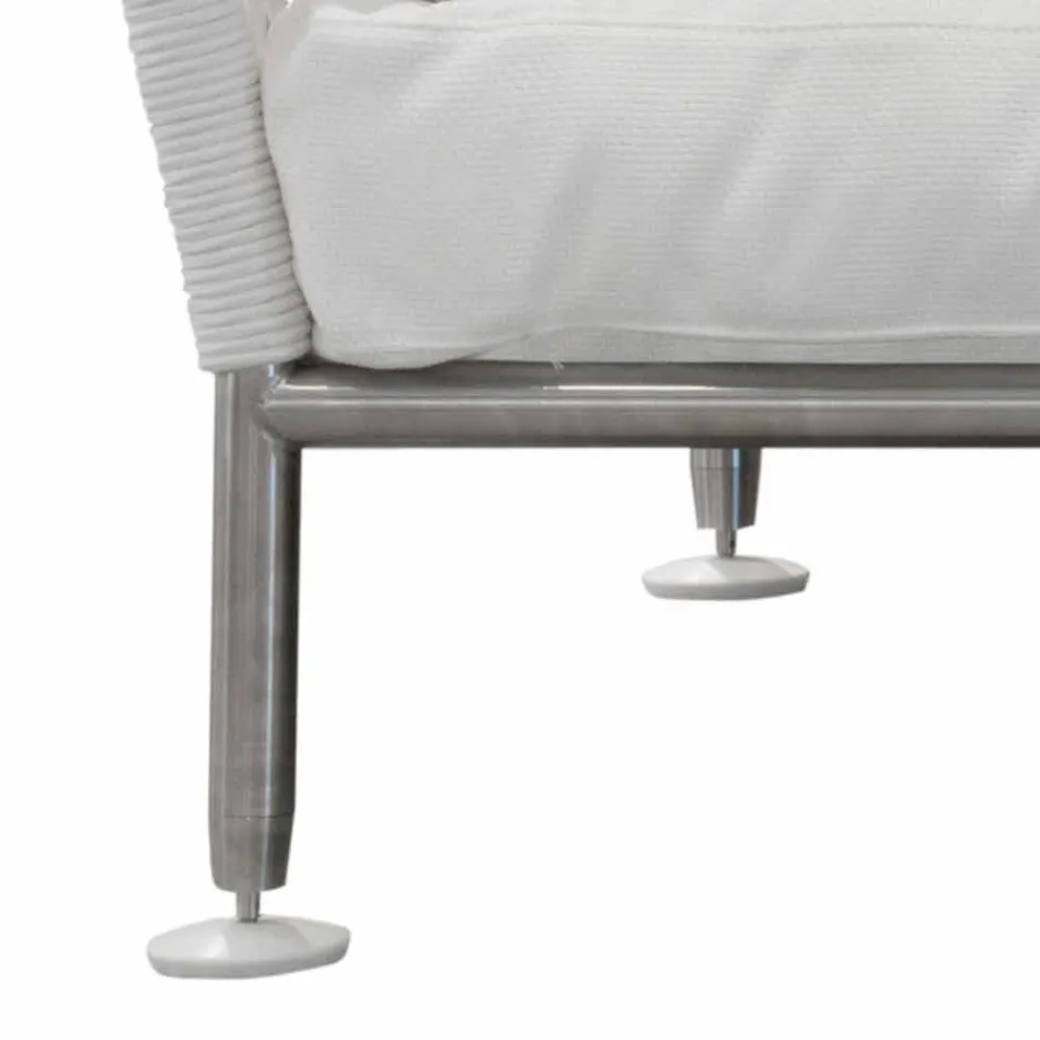 Outdoor-Sofa aus Stahl und gewebten weißen PVC-Kissen - Ontario6 Viadurini