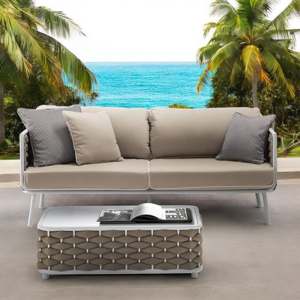 Outdoor-sofa aus aluminium und handgewebtem stoff - reda