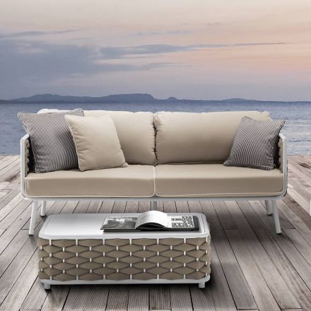 Outdoor-Sofa aus Aluminium und handgewebtem Stoff - Reda Viadurini