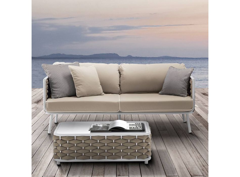 Outdoor-Sofa aus Aluminium und handgewebtem Stoff - Reda Viadurini