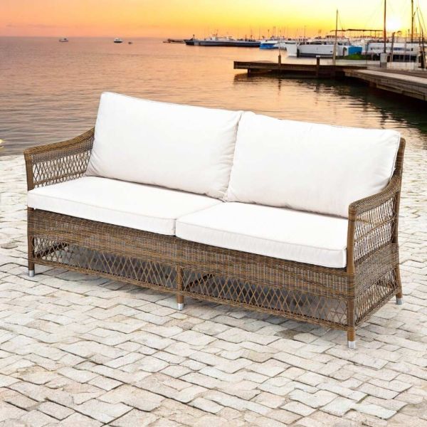 Outdoor-sofa aus handgewebtem polyrattan - gigi