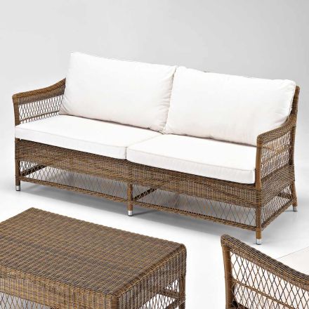 Outdoor-Sofa aus handgewebtem Polyrattan - Gigi Viadurini