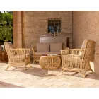 Outdoor-Sofa aus natürlichem Rattan, inklusive Kissen, - Bellaria Viadurini