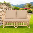 Outdoor-Sofa aus natürlichem Rattan, inklusive Kissen, - Bellaria Viadurini