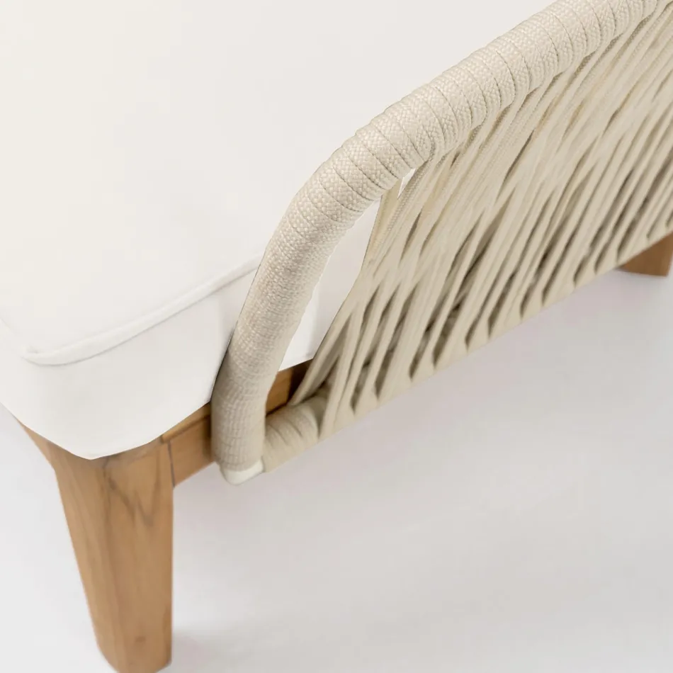Outdoor-Sofa aus Teakholz und Polyethylengeflecht - Jhon Viadurini