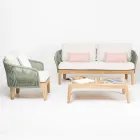 Outdoor-Sofa aus Teakholz und Polyethylengeflecht - Jhon Viadurini