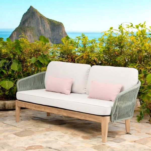 Outdoor-sofa aus teakholz und polyethylengewebe - jhon
