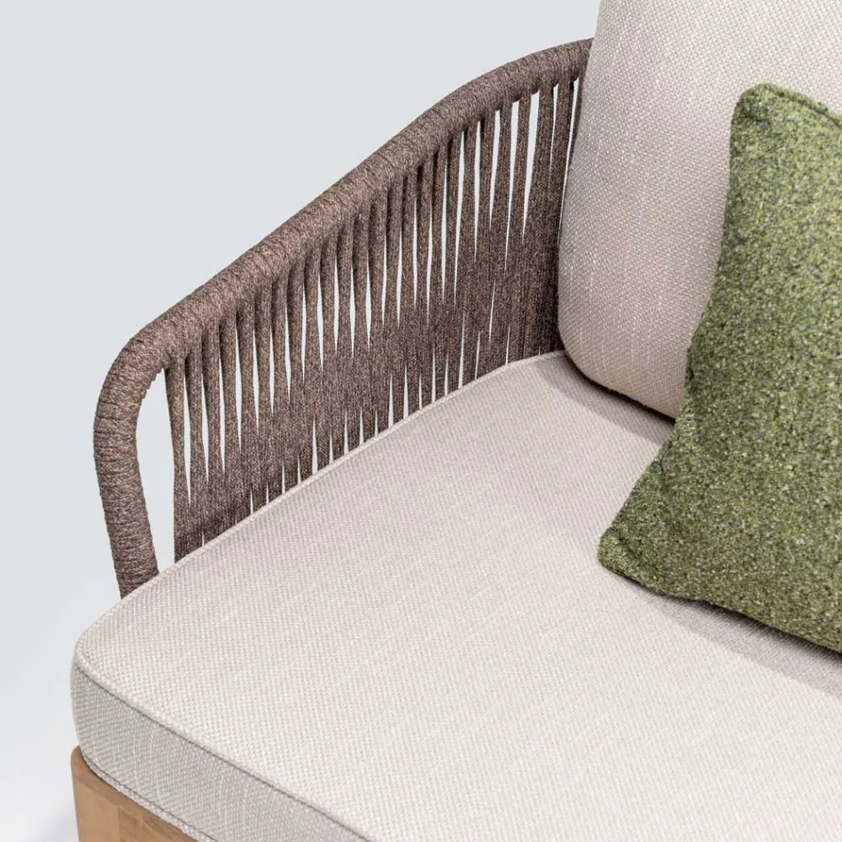 Outdoor-Sofa aus Teakholz und Polyethylengeflecht - Jhon Viadurini