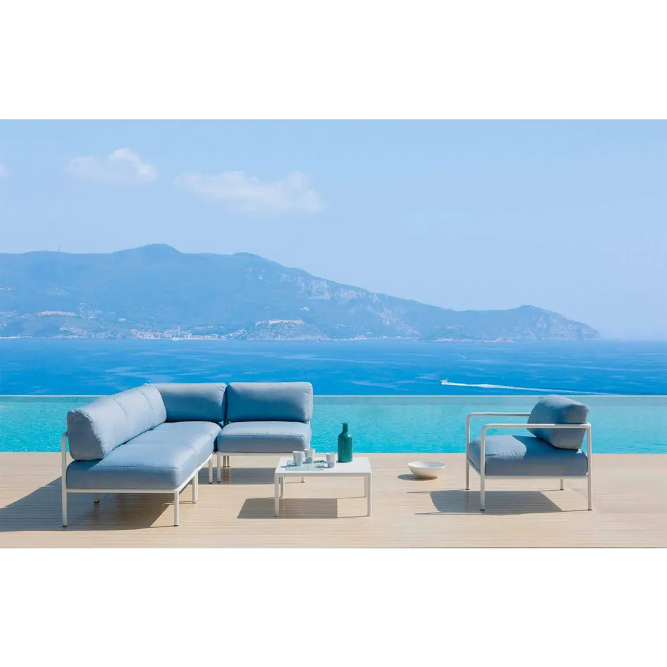 Modulares Ecksofa aus Metall und Stoff Made in Italy - Cola Viadurini