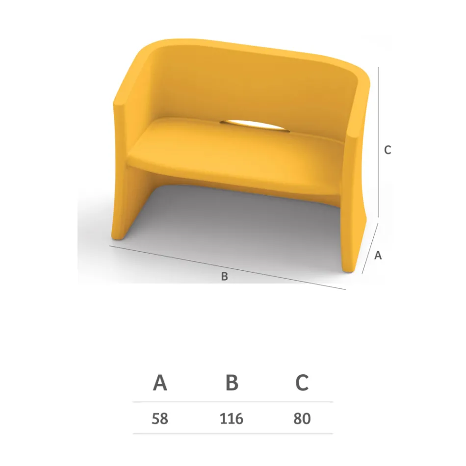 2-Sitzer-Gartensofa aus farbigem Polyethylen Made in Italy - Gomez Viadurini