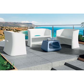 2-Sitzer-Gartensofa aus farbigem Polyethylen Made in Italy - Gomez