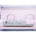 3-Sitzer-Gartensofa mit Luxus-Hocker aus Aluminium und Stoff - Filomena