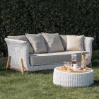 3-Sitzer-Gartensofa aus Teakholz und Seilgeflecht - Arjuna Viadurini