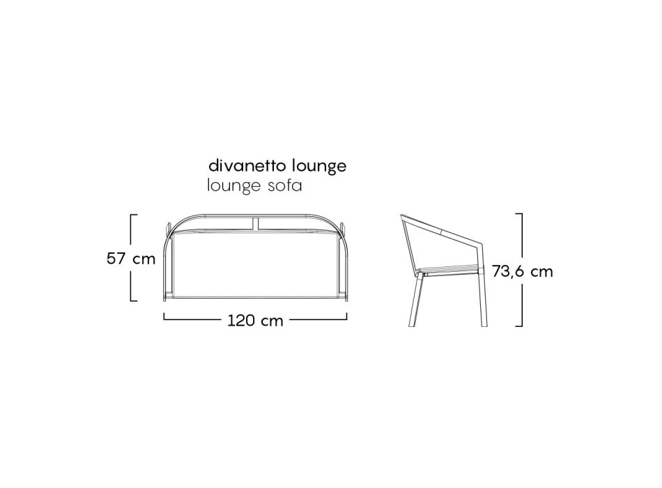 Gartensofa mit Aluminiumbasis und Textilene-Sitz Made in Italy - Maureen Viadurini