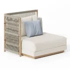 Modulares Gartensofa mit niedriger Holzstruktur Made in Italy - Rubik Viadurini