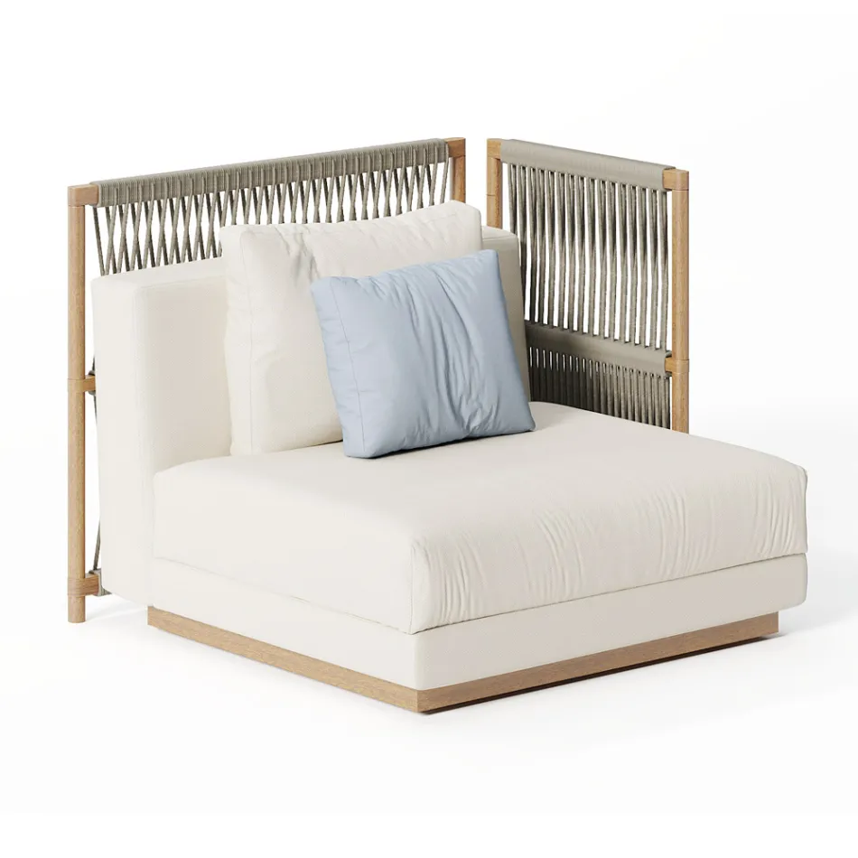 Modulares Gartensofa mit niedriger Holzstruktur Made in Italy - Rubik Viadurini