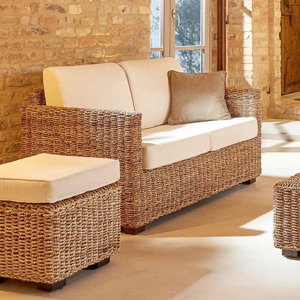 Gartensofa in verschiedenen größen in abaca mit kissen - raziel