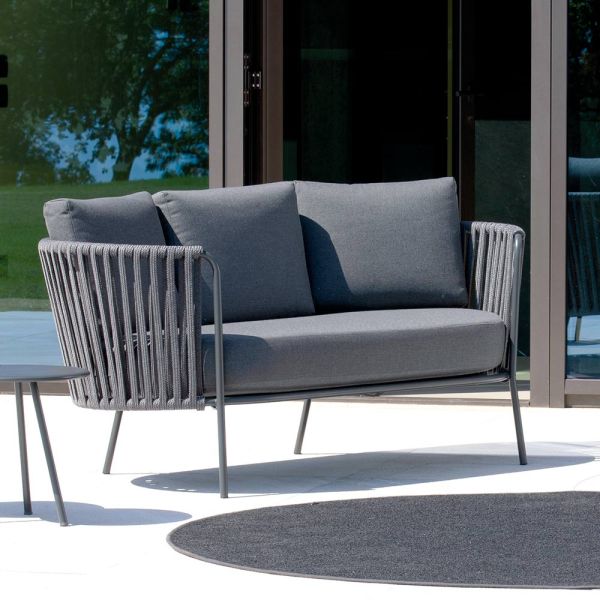 Gartensofa aus edelstahl und seilrückenlehne - luxura