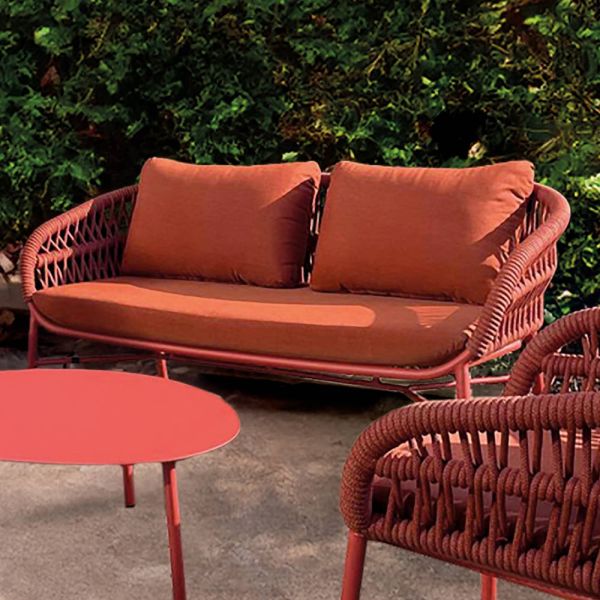 Gartensofa aus aluminium, seil und marsala oder weißem stoff - brise