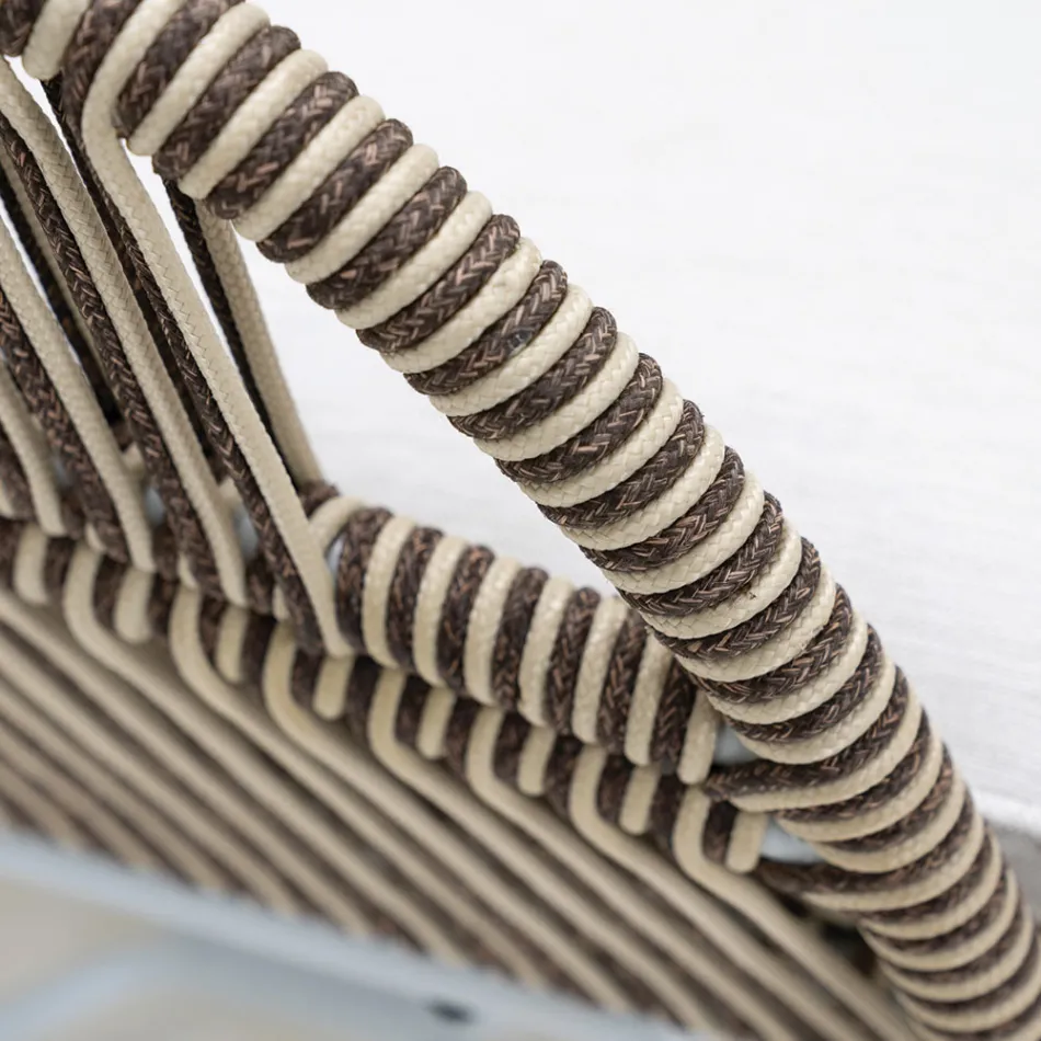 Gartensofa aus Aluminium und Seilgeflecht - Alcor Viadurini