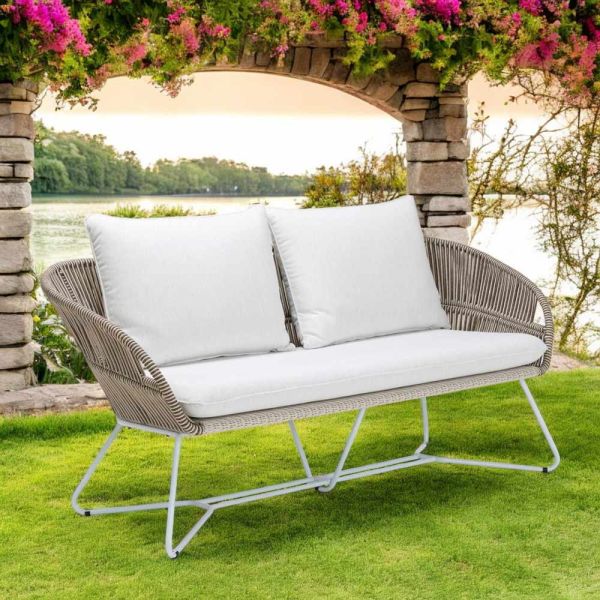 Gartensofa aus aluminium und seilgeflecht - alcor