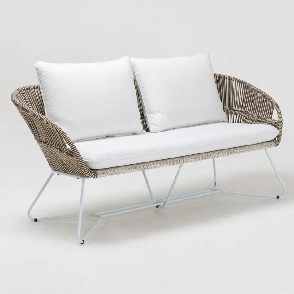 Gartensofa aus Aluminium und Seilgeflecht - Alcor Viadurini