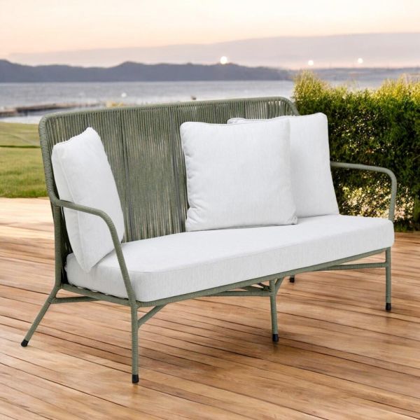 Gartensofa aus aluminium und seilgeflecht - asteria