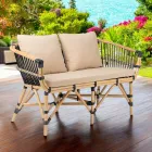 Gartensofa aus natürlichem Rattan mit Kissen inklusive - Catelyn Viadurini