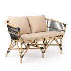 Gartensofa aus natürlichem Rattan mit Kissen inklusive - Catelyn Viadurini