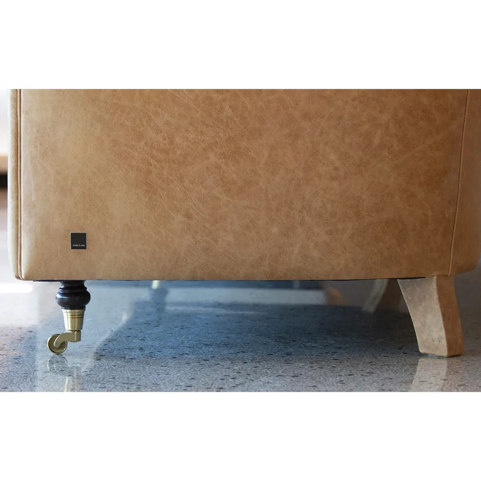 Innensofa mit Holzfüßen und Metallrädern Made in Italy - Giocoso Viadurini