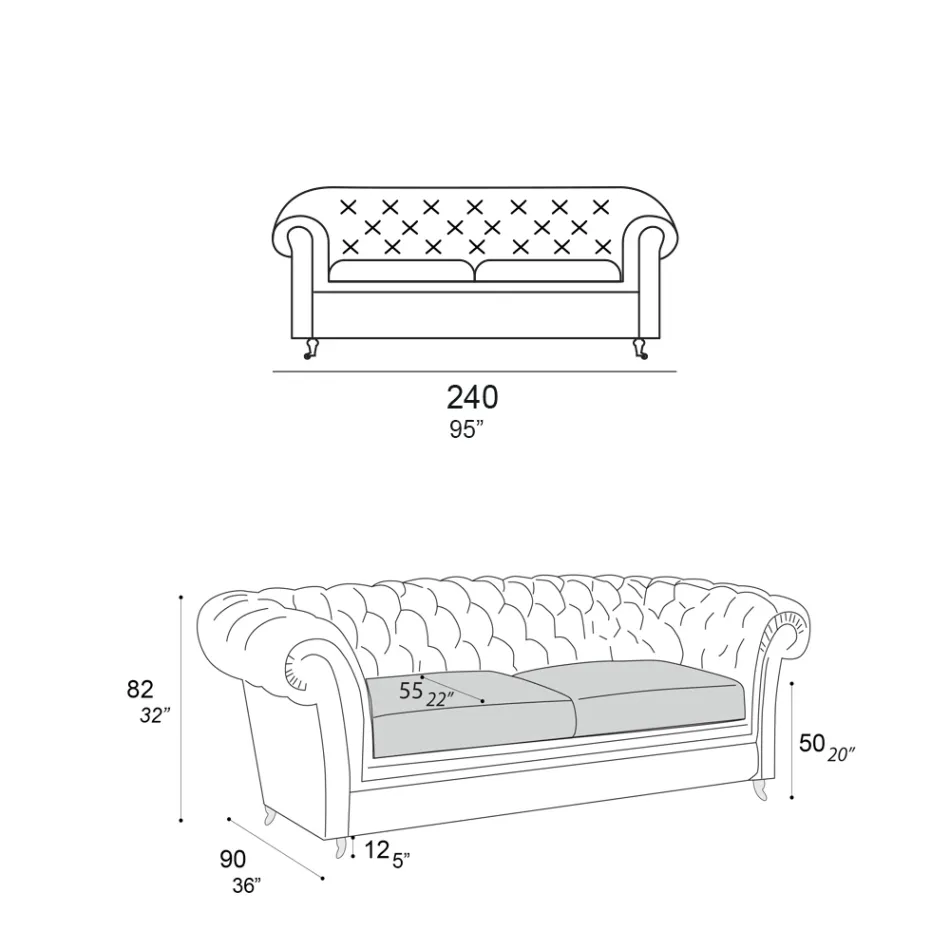 Innensofa mit Holzfüßen und Metallrädern Made in Italy - Giocoso Viadurini
