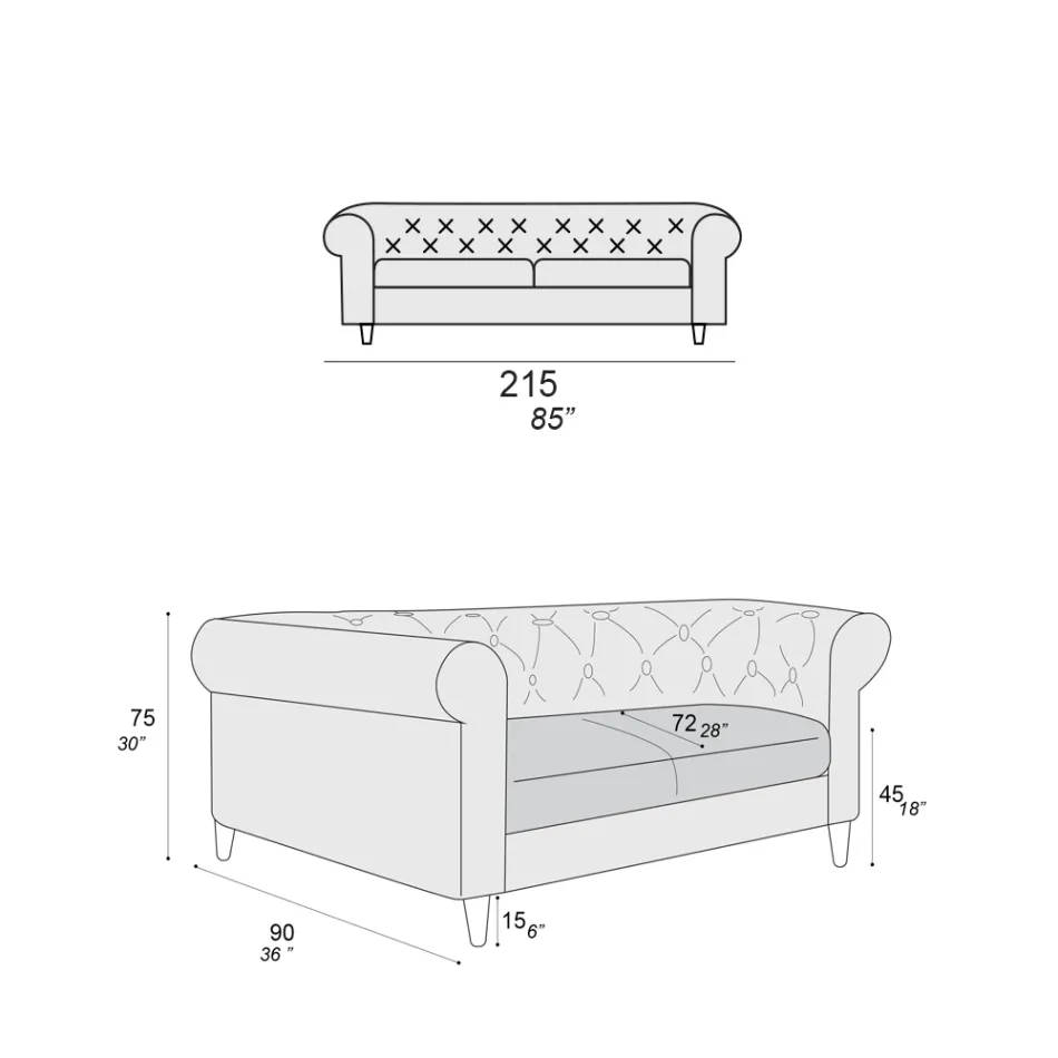 Innensofa in verschiedenen Größen erhältlich Made in Italy - Vivace Viadurini