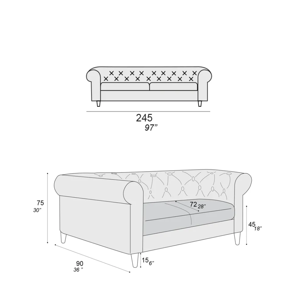 Innensofa in verschiedenen Größen erhältlich Made in Italy - Vivace Viadurini