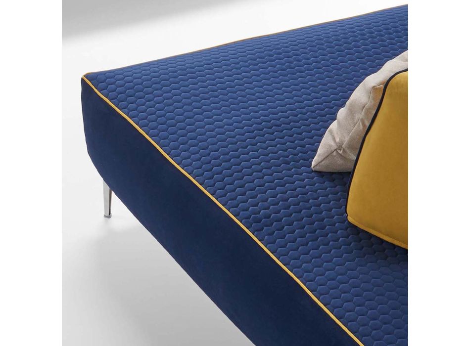 Modulares 4-Sitzer-Wohnzimmersofa aus blauem Stoff Made in Italy - Mykonos Viadurini