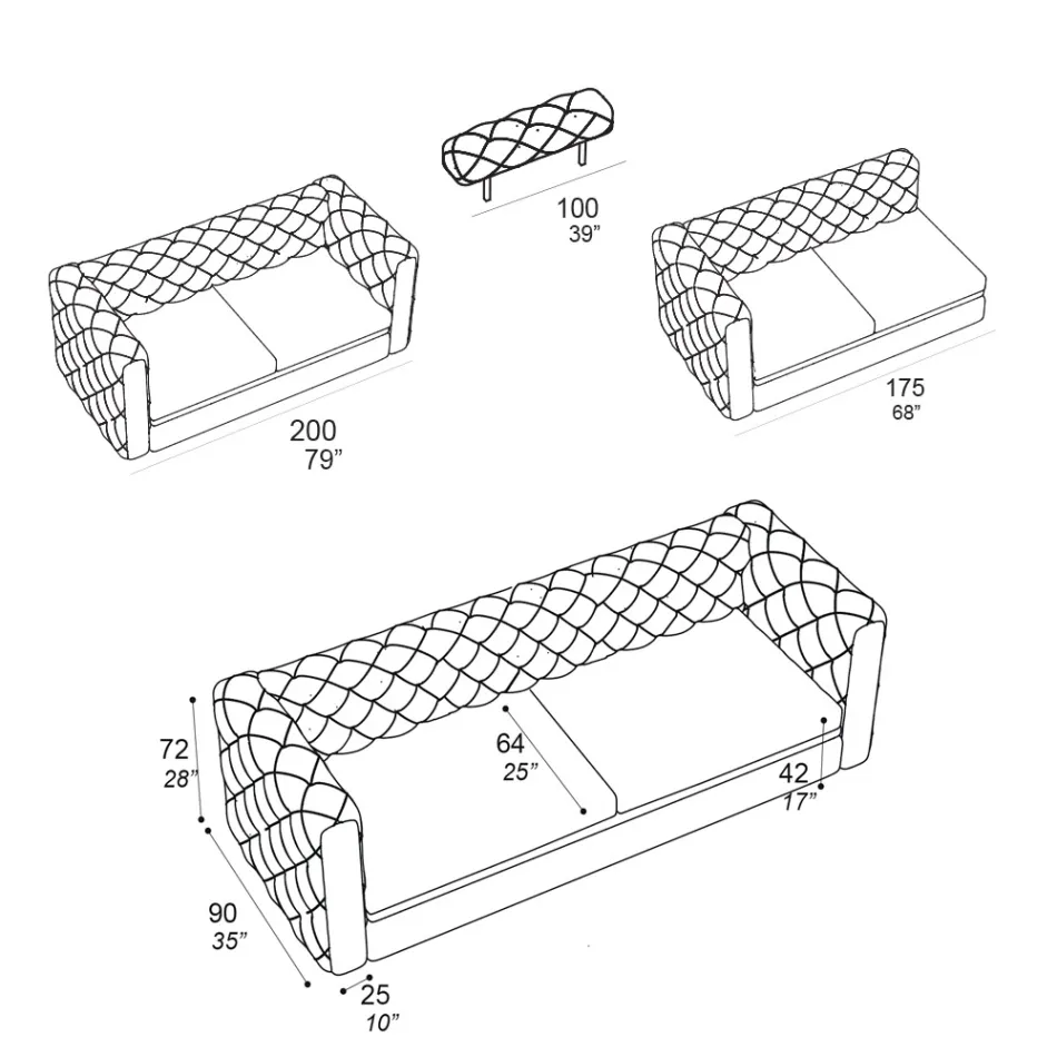 Wohnzimmersofa mit verstellbarer Kopfstütze Made in Italy - Unleashed Viadurini