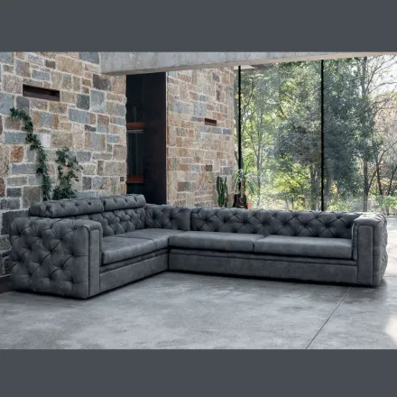 Wohnzimmersofa mit verstellbarer Kopfstütze Made in Italy - Unleashed Viadurini