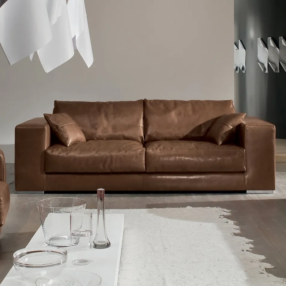 Wohnzimmersofa aus Holz, Polyurethan und Metall Made in Italy - Sparkling Viadurini