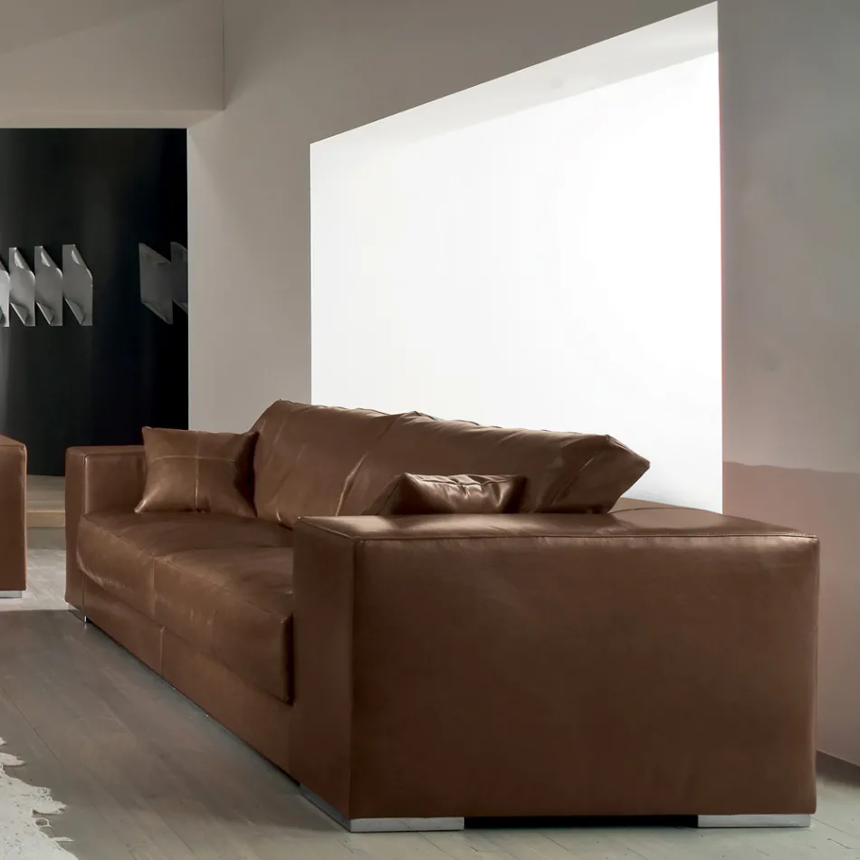 Wohnzimmersofa aus Holz, Polyurethan und Metall Made in Italy - Sparkling Viadurini