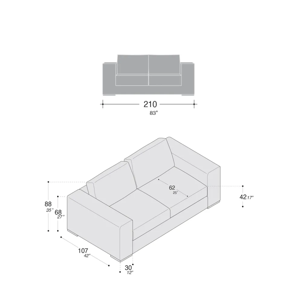 Wohnzimmersofa aus Holz, Polyurethan und Metall Made in Italy - Sparkling Viadurini