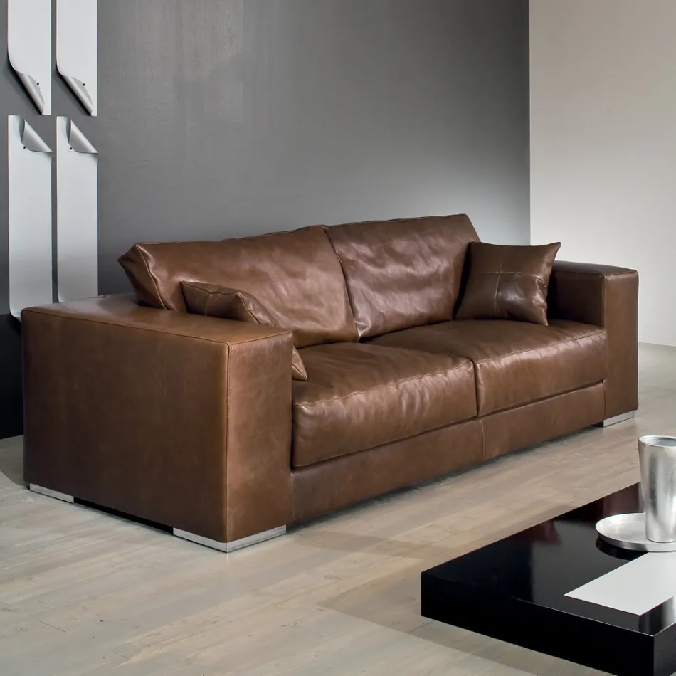 Wohnzimmersofa aus Holz, Polyurethan und Metall Made in Italy - Sparkling Viadurini