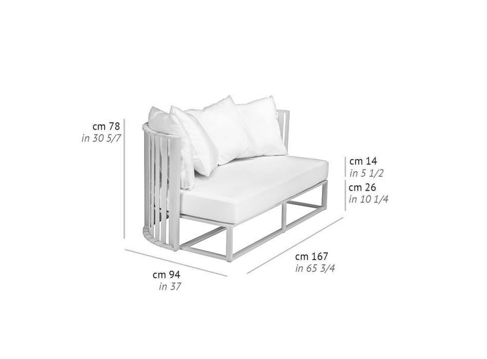 2-Sitzer-Outdoor-Sofa aus Aluminium mit luxuriösen Design-Seilen 3 Oberflächen - Julie