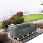 Gepolstertes Zweisitzer-Ethnosofa aus Patchworkstoff und Holzfaser Viadurini