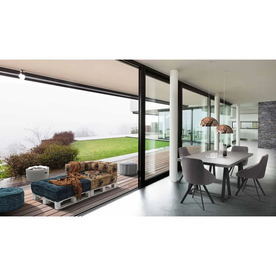 Gepolstertes Zweisitzer-Ethnosofa aus Patchworkstoff und Holzfaser Viadurini