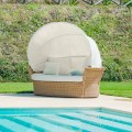 Outdoor Polyrattan Loungeliege Strandmuschel handgeflochten