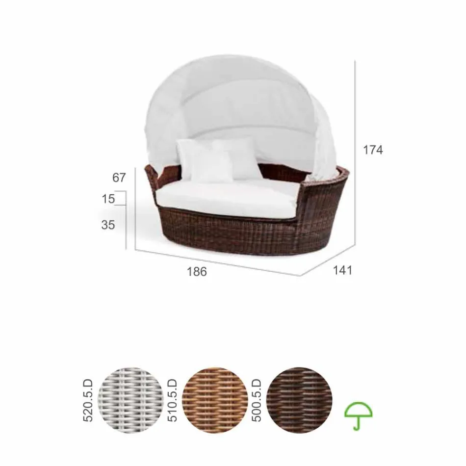 Sofa Insel mit Hector entspannende Gärten Weben von Hand, modernes Design Viadurini