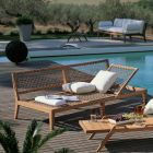 Outdoor-Sofa - Sonnenliege aus Teakholz und WaProLace Made in Italy - Oracle Viadurini